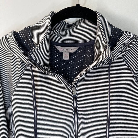 Athleta Heavenly Hail Navy White Stripe Zip Hoodie Pullover Women’s M - Picture 4 of 10